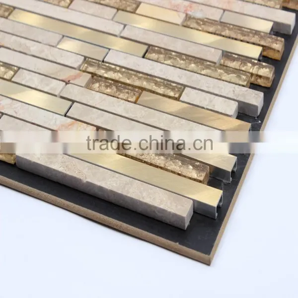 Glass Mix Aluminum Mix Stone Mosaic Tile photo-3