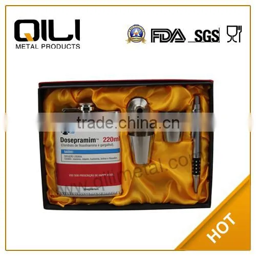 8oz hip flask sake gift set with cups and funnel