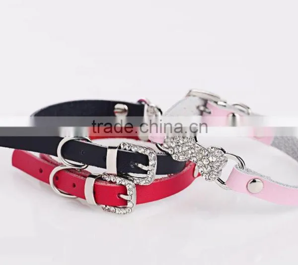 Wholesale Diamond Bone Leather Pet Collar Creative Dog Collars photo-3
