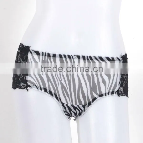 Sexy Lacy Transparent Zebra-pattern Panties Thongs Women 6009