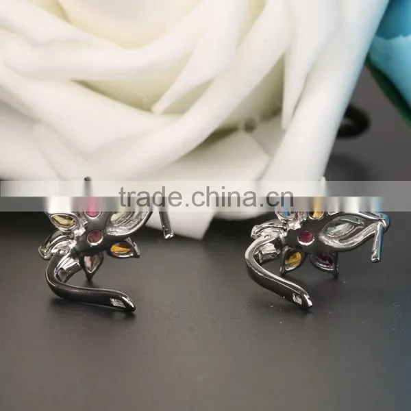 925 Sterling Silver Muilti Color Clip on Earring A Quality Clear Genuine Tourmaline photo-5