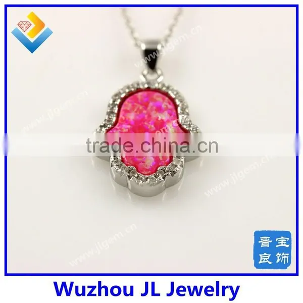 Hot Sale Synthetic cz Opal Hand/Hamsa With CZ 925 Silver Sterling Necklace Jewelry photo-4