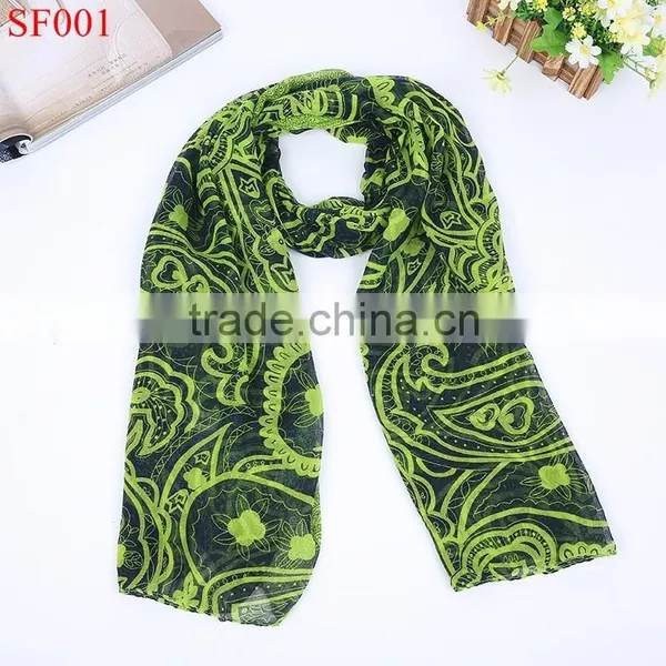 SF004 Spring and Autumn Dark Color Elegant Lady Scarf 80*170cm Long Wrap Cotton Voile Scarf photo-3