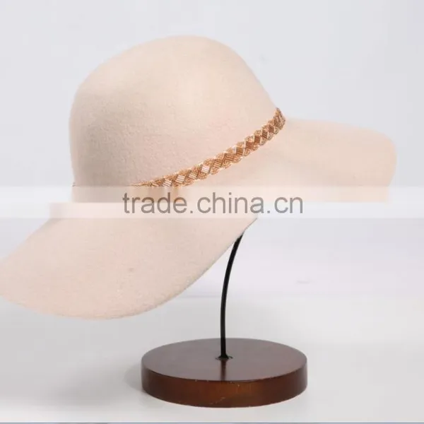 Wholesale Winter Wide Brim Wool Felt Pink Hat photo-2