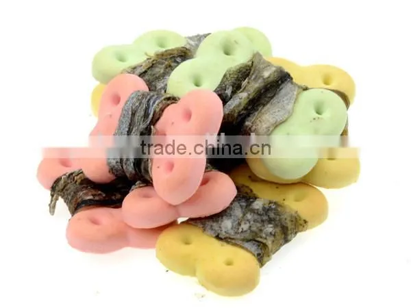 Wholesale Natural Dry Fish Skin and White Biscuit Wraps Pet Dog Snack photo-3