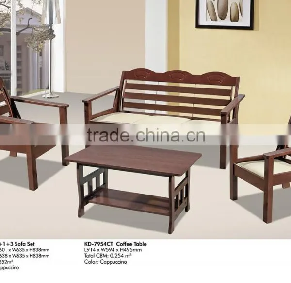 Wooden Sofa Set 1+1+3 & Coffee Table