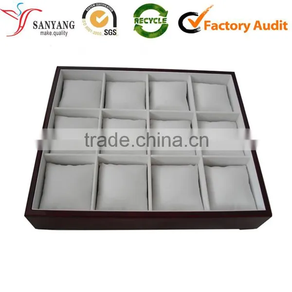 Professional Top Open Wooden Tray for Watch Display With Dividers Compartment