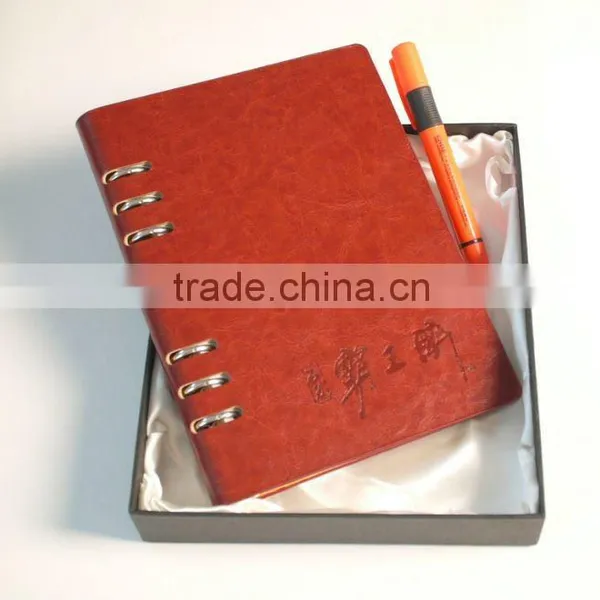 Notepad with pen leather cover notebook