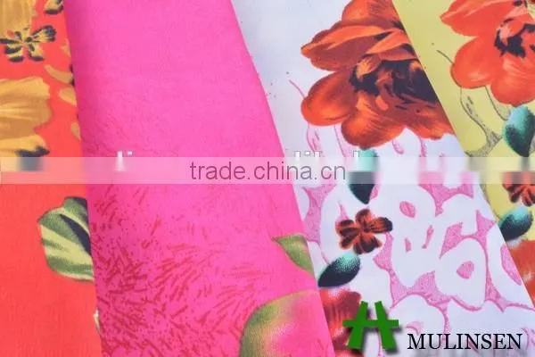 Mulinsen Textile Fashion Floral Pattern Fabric Polyester Satin Clothes photo-4