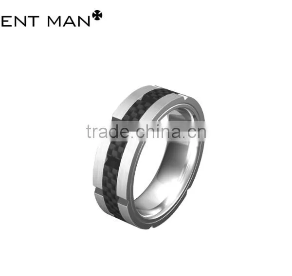 Fashion Jewelry 2016 for Man Titanium Wedding Band Ring Black Carbon Fiber Ring Wedding Rings photo-4