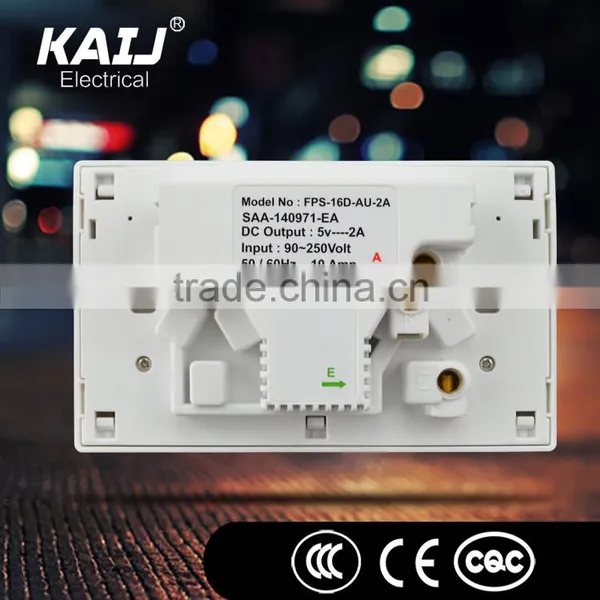 Wall Mounted Double 3 Pin Double Gang Double Usb Switch Socket photo-3