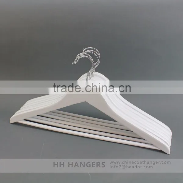 White Regular Basic Wooden Clothes Hangers For Coat Hotel Set Organizer photo-2