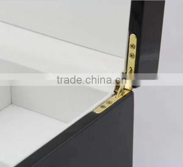 Customized Handmade Black Wooden Jewelry Box With Compartment and Hooks photo-5