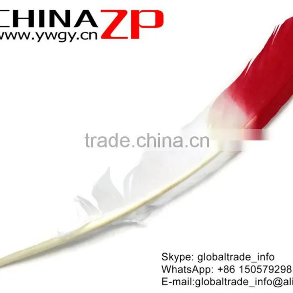 ZPDECOR Selected Prime Quality Cheap Bulk Colored Red Half Dipped Bicolourable Turkey Feathers for Fashion Decorations photo-2