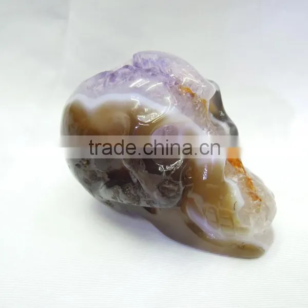 High Quality Hand Carved Natural Amethyst Crystal Geode Skulls for Decoration photo-4
