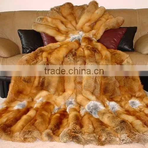 Wholesale Genuine Fox Fur Blanket With Pillows From China photo-3