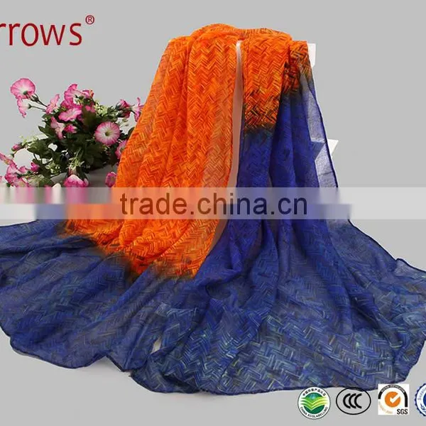 Gradient Color Simple and Fancy Voile Stoles Scarf Shawls for Women Ladies Girls All Year Applicable