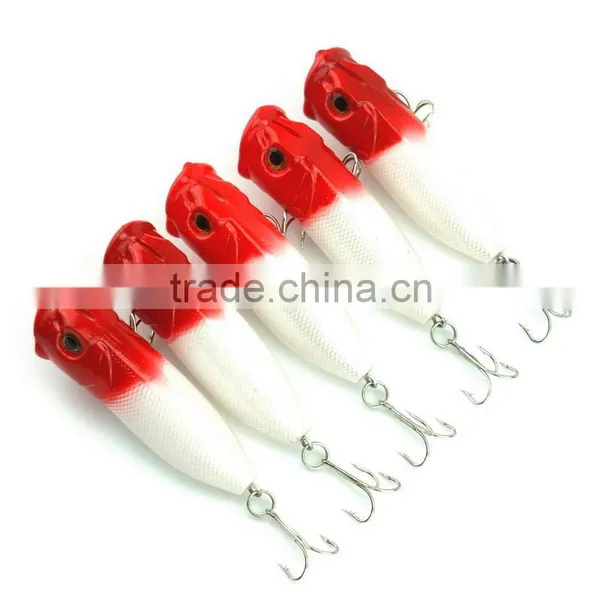 5pcs Plastic Popper Fishing Lures Bass CrankBaits Hooks Tackle 6.5cm/11.8g photo-3