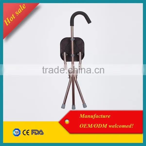 Old People Standing Frame Aluminum Walking Stick With Seat for Walking Aid