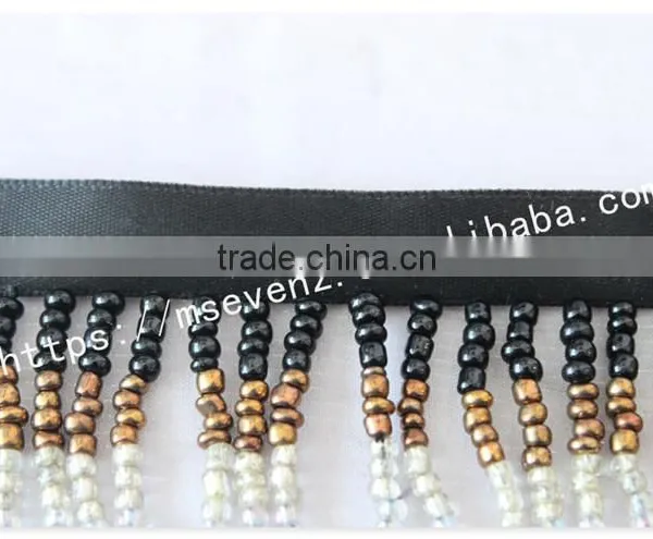 Newest Design 7cm Width Webbing Handmade Beaded Fringe Wholesale photo-4