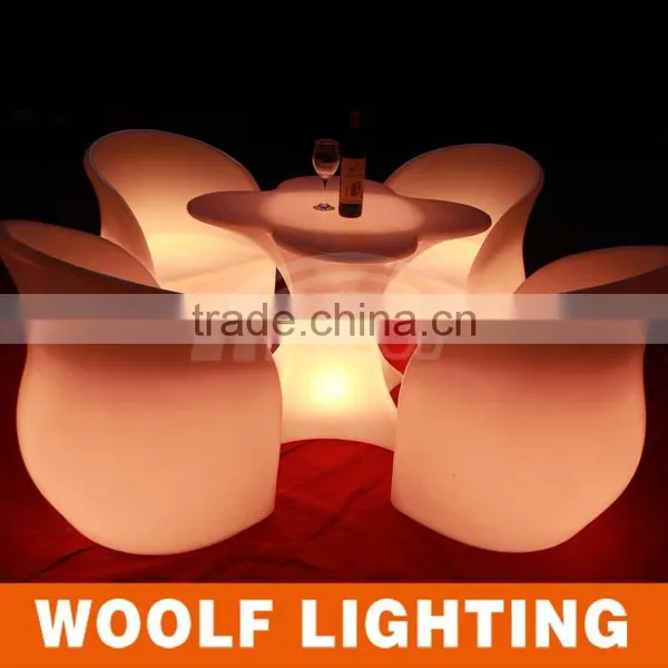 Popular Four-leaf Clover Shape Illuminated Restaurant and Coffee Shop Used Glowing LED Light Up Coffee Table photo-3
