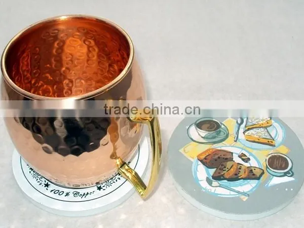 Customized Cheap Wooden Tea Cup Coaster, Tea Placement Cup Mat Coaster, Handmade Mule Mug Coaster, Custom MDF Wood Coaster photo-4