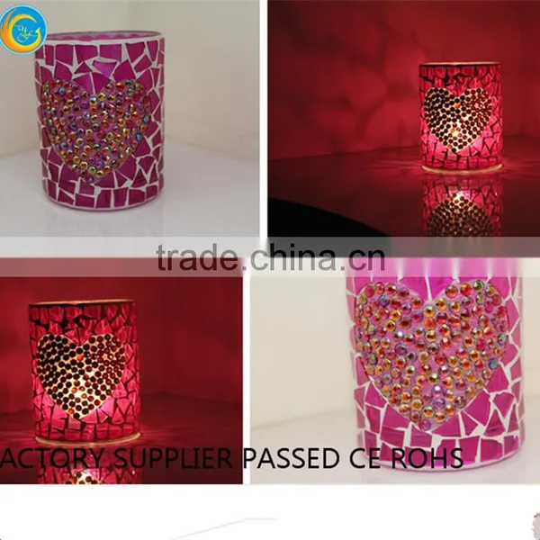 Wedding Pink Handing Mosaic Glass Candle Votives photo-2