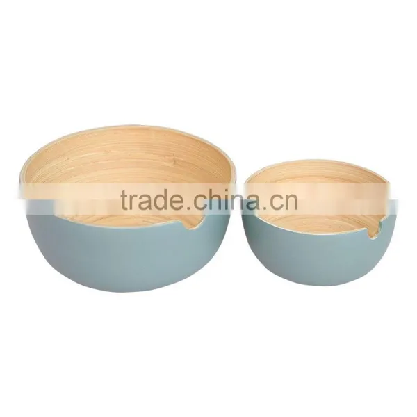 Clear Bamboo Salad Bowls, Set Lacquered Bamboo Bowls photo-2