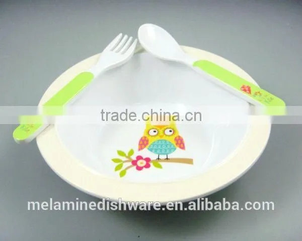 Melamine Kids Cake Dinnerware Set / Children Cake Tableware Spoon Fork and Bowl Set photo-5