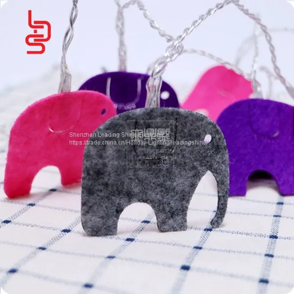 Cutie Elephants Non-woven Fabrics White Light Customized Design Holiday Christmas Home Decoration String Light Sets photo-4