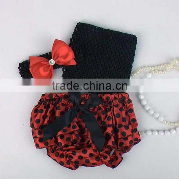 Wholesale Adorable Baby Diaper and Crochet Tube Top3 Sets , Satin Baby Bloomers, Baby Ruffle Bloomers , Toddler Cute Bloomer photo-6