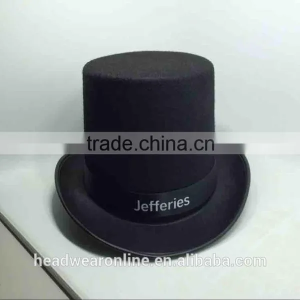 Fashion Black Round Top Hat With Custom Printing Logo Ribbon photo-4