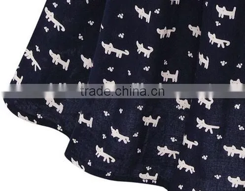 2016 Sweet Cat Footprint Print Summer Dress photo-3