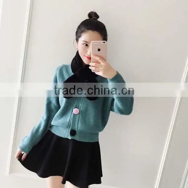 Special Design Early 2017 Spring Girl Nechchief Pure Color Cute Model Fake Rabbit Fur Lovely 90*120cm Lady Scarf photo-3