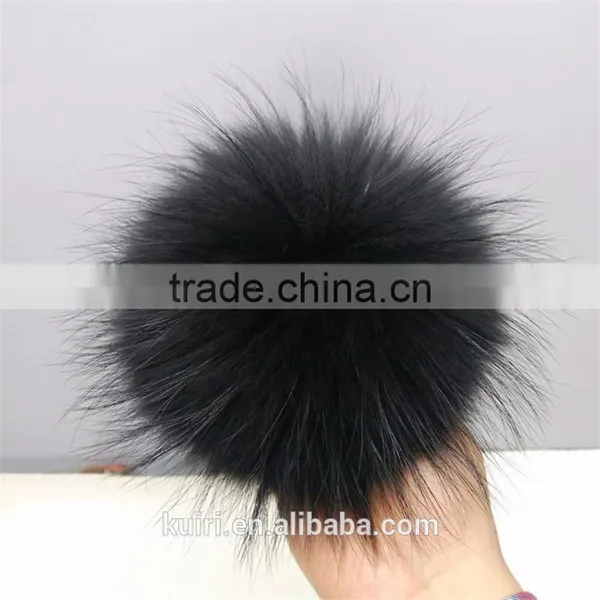 DIY 15cm Raccoon Fur Pompoms Fur Balls for Knitted Hat Cap Beanies and Keychain and Scarves photo-3