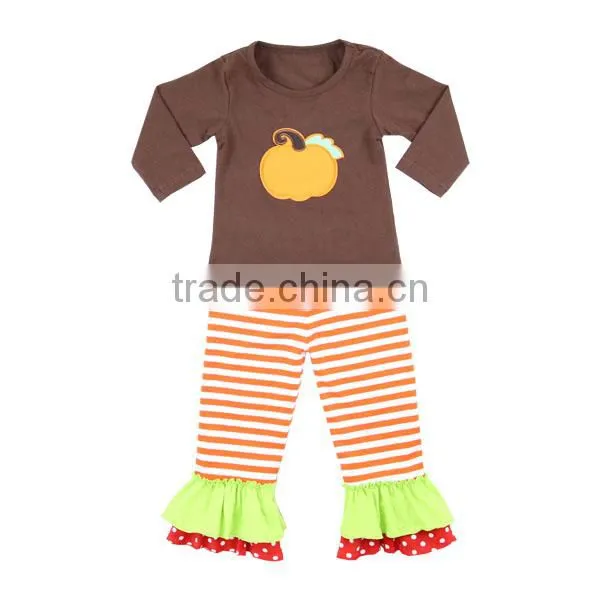 Pumpkin Pattern Pants White Ruffle Boutique Clothes Girls Halloween Outfits photo-6