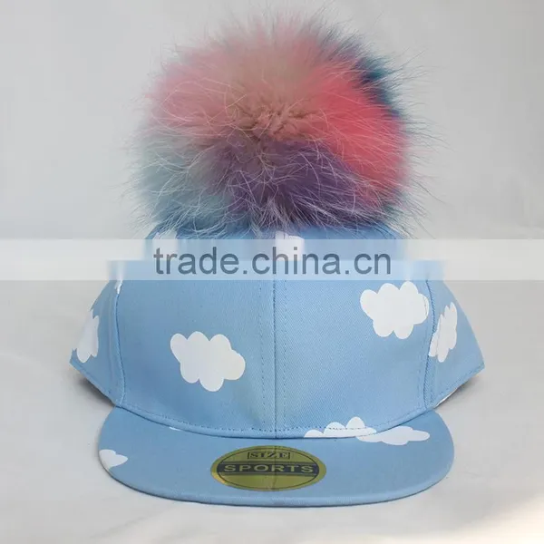 Myfur Baby Boy Spring Baseball Cap Wholesale With Detachable Colorful Raccoon Fur Ponpon photo-2