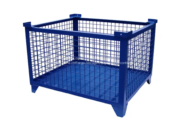 Blue Zinc Coated Wire Mesh Container , Wire Pallet Cage 1000kg photo-2