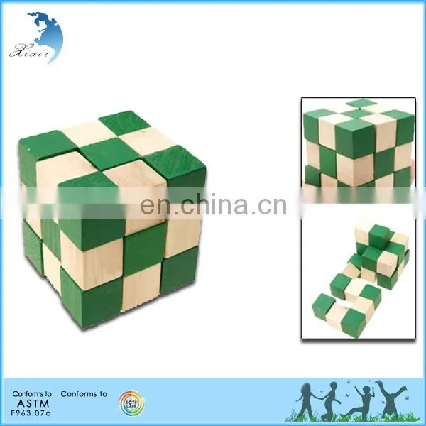 Children Play IQ Wooden 3D Cube Brain Teaser Puzzle photo-6