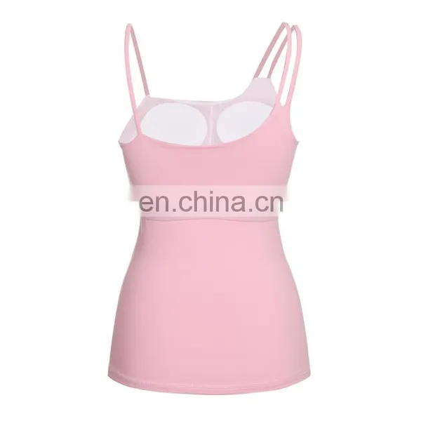 Solid Pink Yoga Padding Camisole Custom Womens Workout Tank Top photo-3