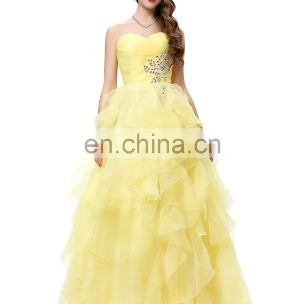 Grace Karin Strapless Off Shoulder Organza Long Ball Gown Western Quinceanera Dress For Daughter CL3411-2 photo-2