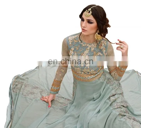 Stylish Heavy Embroidery Party Wear Anarkali Suits Designs 2018 (Diwali Collection) photo-2