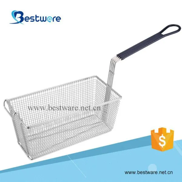 Stainless Steel Wire Mesh Fryer Basket With Vinyl Handle