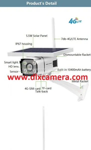 Outdoor Water-proof 1080P 4G LTE Wireless Solar Powered HMD Camera Two Ways Audio WIFI IP IR Bullet Camera With SD Audio and Mobile's APP Wireless Solar Powered HMD Camera Two Ways Audio WIFI IP IR Bullet Camera With SD Audio and Mobile's APP photo-4