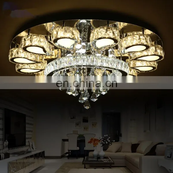 Round Led Living Room Crystal Ceiling Ceiling Luxury Stainless Steel Lamps photo-2
