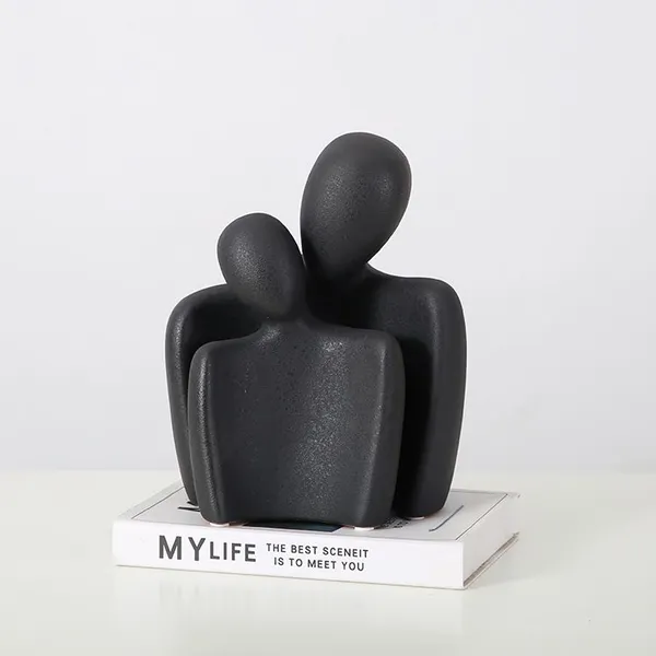 Little People Embrace Abstract Art Black And Whtie Ceramic Decor Decoration For Hallway Tv Bench photo-3