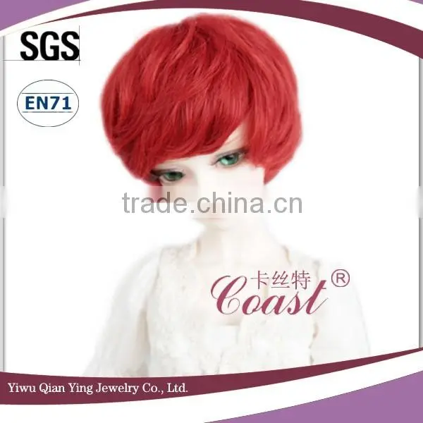 Beauty Short Red Curly Bob Bjd Doll Wigs photo-3