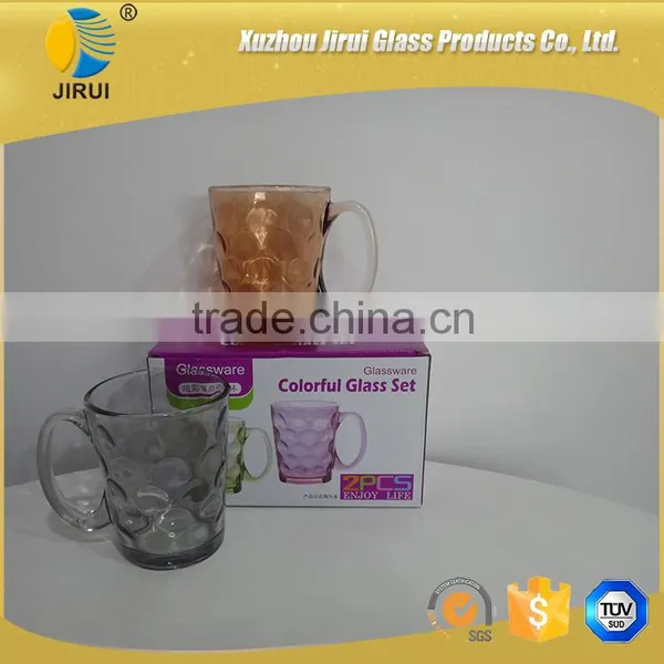 300ml Multi-color Glass Cup With Handle for Drinking photo-2