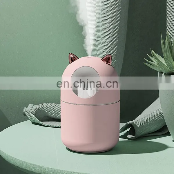 2021 Cute Cat New Design Cool Mist Humidifier 300ml Water With Led Lights photo-4