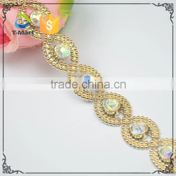 Golden Base With Multi Colors Rhinestone Trimming With Wholesale Price for Lady Shoes photo-2